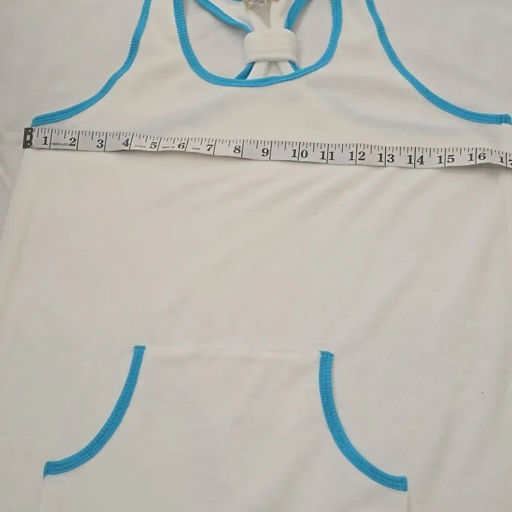 OP White Terry Girl's Dress with Bright Blue Trim ‎ Xl